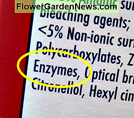 Ieškokite žodžių fermentų ingredientuose. Look for the word enzymes in the ingredients.