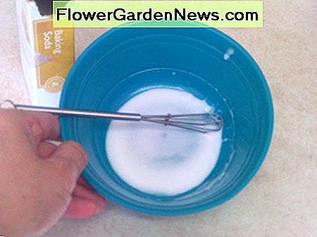 Sumaišykite soda ir vandens, kol jie sudaro pasta. Mix baking soda and water until they form a paste.