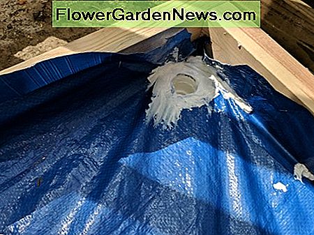 hier siehst du, wie ich in meinem Abflussrohr um die Öffnung herum und auf der Plane versiegelt habe. here you'll see how I've sealed in my drainage pipe all the way around the opening and on the tarp.