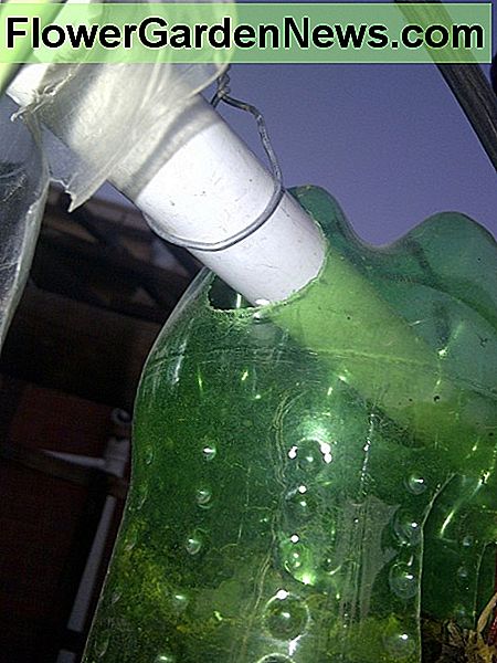 Per buteliuką išgręžtos horizontalios skylės Horizontal holes drilled through the bottle