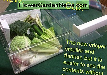 Scharfe Schubladen sind etwas kleiner als die alten. Crisper drawers are slightly smaller than the old ones.