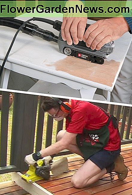 Nogle anvendelser af en båndslibemaskine. Some uses of a belt sander.