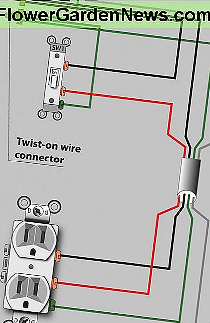 แผนภาพการเดินสายไฟฟ้าในกล่องสวิตช์ (ไม่ใช่วิธีที่ต้องการ แต่ยอมรับได้) Wiring diagram for power in the switch box (not the preferred method, but acceptable).