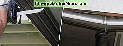 Verwenden Sie eine Stichsäge, um durch die Mitte des oberen Teils des Türrahmens zu schneiden. Use a reciprocating saw to cut through the center of the top part of the doorframe.