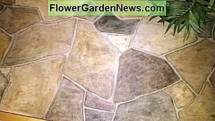 Afgewerkt met faux geverfde plavuizen vloer. Finished faux painted flagstone floor.
