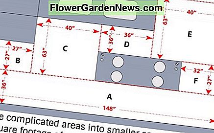 Um das Quadrat von FlĂ€che A zu finden, wandeln Sie zunĂ€chst Zoll in FuĂ um: 146 dividiert durch 12 = 12, 33 und 36 dividiert durch 12 = 3, also betrĂ€gt die FlĂ€che von A 36, 99 (Breite x Höhe in FuĂ). To find the square footage of area A, first convert inches to feet: 146 divided by 12 = 12.33 and 36 divided by 12 = 3, so the square footage of A is 36.99 (width x height in feet).