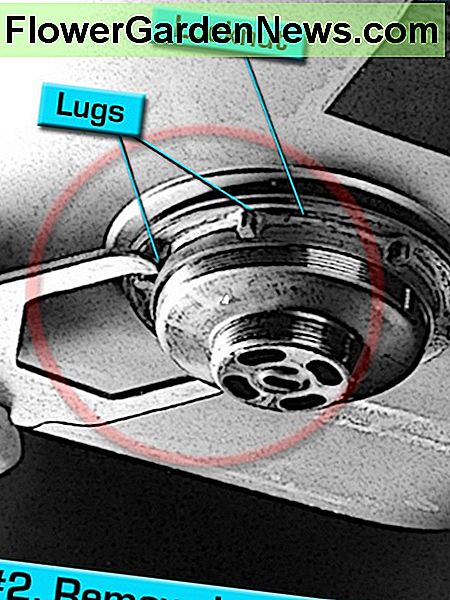 Reparaturschritt 2 - Leaky Sink Strainer, Sicherungsmutter entfernen. Repair step #2 - Leaky Sink Strainer, remove locknut.