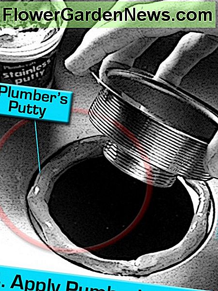 Reparieren Sie Schritt # 4 - Leaky Sink Strainer, ersetzen Sie den Spachtel. Repair step #4 - Leaky Sink Strainer, replace plumber's putty.