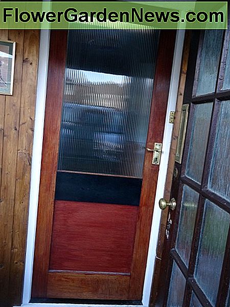 De oude mahoniehouten portiekdeur The old mahogany inner porch door