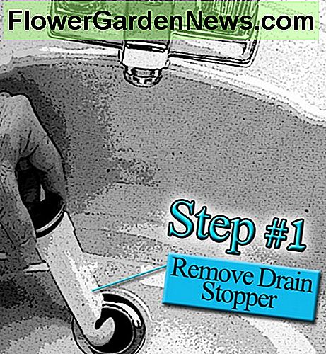 Trin # 1 fjern aftapningsstop Step #1 remove drain stopper