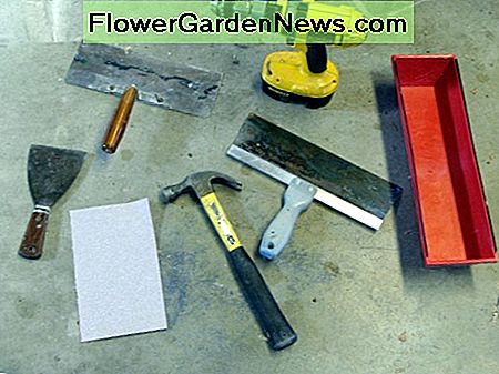 Bendros gipso kartono darbo įrankiai. Common tools for drywall work.