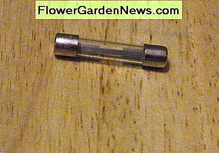 Nærbillede af en AGC autotyper stil glas patron sikring. Closeup of an AGC autmotive style glass cartridge fuse.