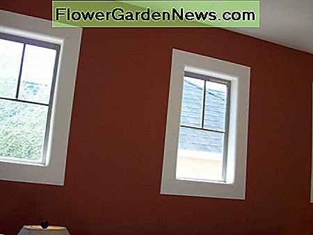 Rondom deze ramen is een lichtgekleurde rand geschilderd. Door de lichte kleur lijkt het venster groter. A light colored border is painted around these windows. The light color makes the window look larger.