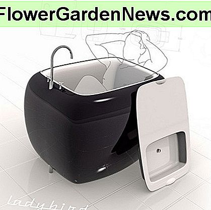 Es gibt mehr und mehr Optionen für kleinere als normale Wannen, die in Teilen Europas üblich sind. Dieser ist doppelt verwendbar und bietet eine abnehmbare Spüle. More and more options are available for smaller than normal tubs, which are common in parts of Europe. This one does double-duty, providing a removable sink.
