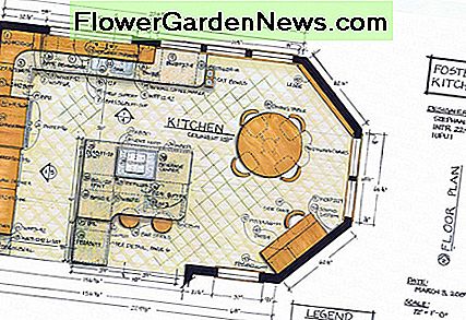 Buitinės virtuvės mechaninis piešimas arba grindų planas. Mechanical drawing, or floorplan, of a residential kitchen.