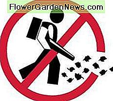 Zeichen, das zeigt, dass BlattgeblÀse in einem Bereich verboten sind. Sign showing that leaf blowers are banned in an area.