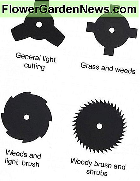 Einige der üblichen Freischneiderklingen Some of the common brush cutter blades