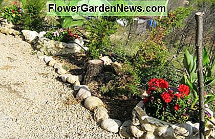 Ich habe diese Pflanzgefäße im Frühling gebaut, um die Seite des Weges, der zu meiner Villa führt, zu verschönern, nachdem ein Lauffeuer alles auf den Boden gebrannt hat. I built these planters in the spring to beautify the side of the track leading to my villa after a wildfire burned everything to the ground.