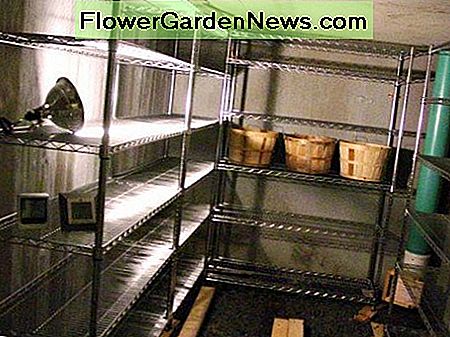 Voltooide root-kelder met planken Completed Root Cellar with Shelves