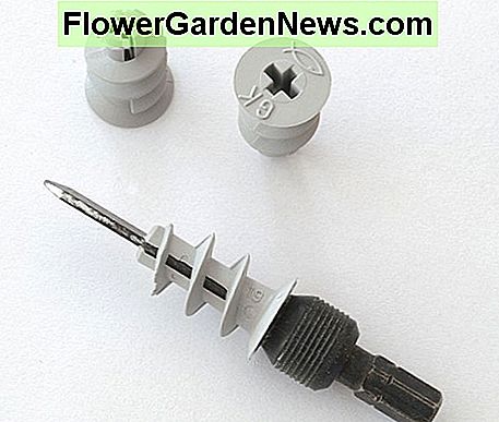 Self-drive drywall anchors and drive bit for cordless drill. Metal versions are also available. The pilot hole size which needs to be drilled in the plasterboard (6mm), is marked on the fixing